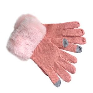 Michael Kors Faux Fur Trim Touch Tip Gloves